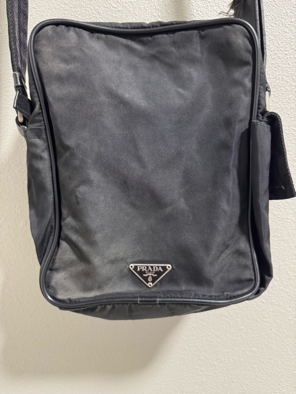 Authentic Prada Nero Tessuto Plate Crossbody